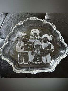 Mikasa Clear Glass Holiday Carolers Decorative Candy Dish